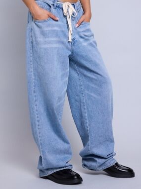Melody Ehsani Classic Denim Skater Pants Light Wash Wide Leg Jeans